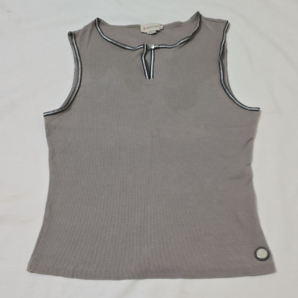 Moncler Taupe Tank Top with Dark Trim L